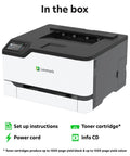 Slick Wireless Color Laser Printer Plus Buttery Smooth Touchscreen Compact Office Workhorse with accessories and instructions in the box.