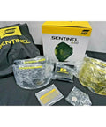 Packaging and components of Sentinel A50 Welding Helmet With Low-Profile Black Shell Built Tough High-Impact Nylon.