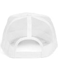 Back view of Funny Camping Trailer Trash Trucker Hat White For RV Lovers And Camp Fans with mesh and adjustable snapback