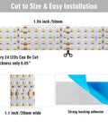 Quad Row 24V LED Strip Lights 3528 SMD High CRI 95 Crazy Bright Flexible Tape Lighting 2400 LEDs cuttable sections with adhesive