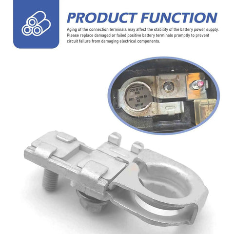 Premium Built Tough Positive Battery Terminal Connector For Genesis G80 G90 2015 2020 Galvanized Copper detail showing clip mechanism.