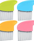 Four-piece crinkle cutter set with stainless steel blades and colored plastic handles.