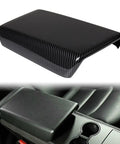 Sleek Carbon Fiber Center Console Cover Compatible With Tesla Model 3 And Model Y 2017 To 2023 custom fit showing glossy finish.
