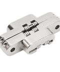 Close-up of 4 Piece Mini Hidden Hinge Set for Jewelry Boxes and Folding Doors, 180 Degree Zinc Alloy and Steel Hinges