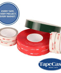 VHB 5915 Permanent Bonding Conformable Black Double-Sided Acrylic Tape 1 in x 15 ft single roll displayed with other tape varieties