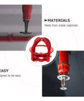 Close-up of Hella Tough Fire Sprinkler Head Guard Protector Cage For Flush Mount Side Wall and Pendant Heads 3.34x3.34 inches in red metal.