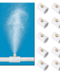 1/2 Inch PVC Mist Nozzle Kit For Patio Cooling, Outdoor Mister System With Split PVC Couplings, Leak Proof Misting Hardware, Easy Install, Durable 10 Pack Nozzles For Backyard Chill spray and couplings