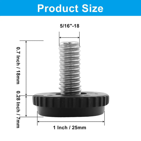 Product size of Set Of 4 Heavy Duty Adjustable Leveling Feet With 5 16 18 Threads Made From Tough Rust Resistant Stainless Steel.