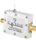Two Pack Broadband Bias Tee Module 10 MHz To 6 GHz RF Microwave Coaxial Bias For Low Noise Amplifier Applications With Leakage Prevention And DC Isolation, Wideband Signal Control For Lab Setups, Test Benches, And Pro Gear showing front panel and connectors