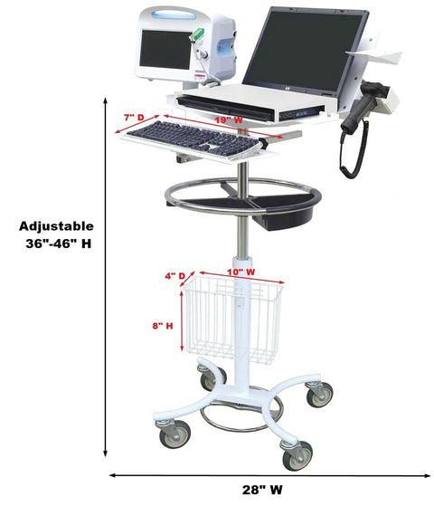 Top Shelf Mobile Rolling Desk Workstation Featuring Adjustable Laptop Stand And Smooth Riding Wheels For Ultimate Grab And Go Clinical Tech Hustle Setup with adjustable height.