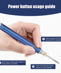 Hand holding Cordless Soldering Iron With Built In 1100mAh Battery Portable Quick Heat Tool With Adjustable Temperature