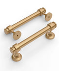Champagne Bronze Cabinet Pulls 10 Pack With 3.75 Inch Hole Centers Durable Solid Cabinet Handles For Kitchen Cabinets Bathrooms And Drawers Ideal For Furniture Renovations IH0005, showing two bronze pulls