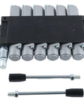 Six Spool Hydraulic Directional Control Valve Open Center 13 GPM 3600 PSI Monoblock Cast Iron With Adjustable Relief Valve