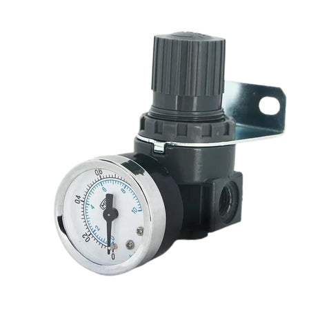 Compact FRL Unit For Pneumatic Air Systems With One Quarter Inch BSP Thread Pressure Regulator And Reduction Valve AR2000 Black