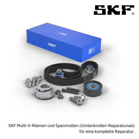 Heavy Duty SKF Flexible Coupling Sleeve Kit For VW Touareg And Transporter V TDI Engines Ensures Smooth Ride, Kills Vibrations, Keeps Your Diesel Powertrain Rockin' Without Any Drama Or Breakdowns., SKF belt repair kit with pulleys, bolts, and blue box