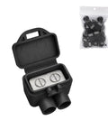 Pro Grade Two Port Electric Wire Connectors With No Mess Antioxidant Gel For Aluminum To Copper And Copper To Copper Junctions, black box with dual terminals and bag of 15.