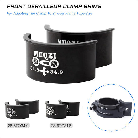 Front Derailleur Clamp Shim Spacer Kit For MTB And Road Bikes Easy Install With Multiple Size Options shown close-up