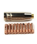 Pro-Grade 0.9mm MIG Welding Nozzles M6 Fit MB-15AK Torch Pack Of 12 Brass Tips With Tube Holder for Metalworking