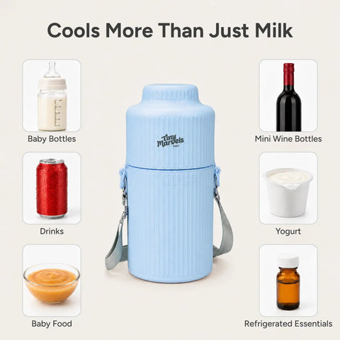 Mama Approved Portable Breast Milk Cooler With Two Bpa Free Feeding Bottles Keeps Little Ones Chilled On The Go No Sweat Travel Kit For Modern Working Parents, showing baby bottles and drinks.