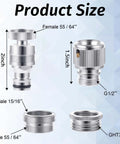 Sink To Hose Adapter Solid Brass 360 Degree Swivel Quick Connector dimensions with male and female thread sizes.