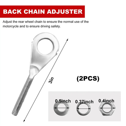 Two Pack Heavy Duty Motorcycle Chain Tensioner And Chain Axle Adjuster Replacement Parts 95014-10010 for rear wheel adjustment