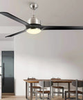 Ceiling Fan With Lights In Brushed Nickel Three Blades 60 Inch Dimmable LED Light 3000K UL Listed Indoor Ceiling Fan For Living Room
