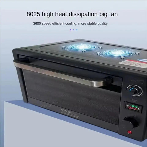 Heavy Duty No Mess Smooth Cure Uv Led Curing Lamp With 365nm 395nm 405nm Dials For Resin Crafts Circuit Board Fixing Mobile Screen Overlay Bonding Oca Oven Rig - 8025 big fan for efficient cooling.