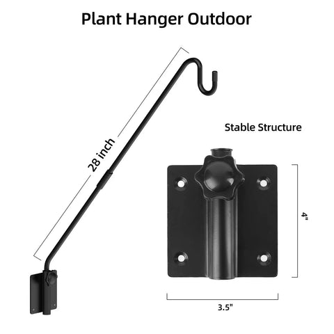 Heavy Duty Wall Mounted Deck Hook For Outdoor Plant Hangers Bird Feeders And Lanterns With 360 Degree Rotating Pole And Extended Arm Rust Resistant Sturdy Metal Bracket For Flower Baskets And More