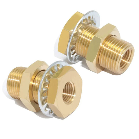 Beefy Brass Bulkhead Fittings 1/4 NPT Female To 1/4 NPT Female Straight Connector, 1.5 Inch Length, 2 Pack