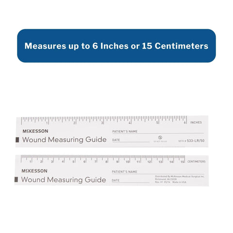 Wound Measuring Guide Ruler, 6 Inch Paper, Non Sterile, 50 Count, Calibrated for Super Handy Wound Progress Tracking in Both Metric And Imperial Units For Medical Staff And Home Use