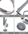 Commercial Sink Sprayer Valve With 44 Inch Hose Replacement Kit For Heavy Duty Restaurants And Professional Kitchen Sinks, flexible durable stainless hose, easy handle and control, high pressure spray valve