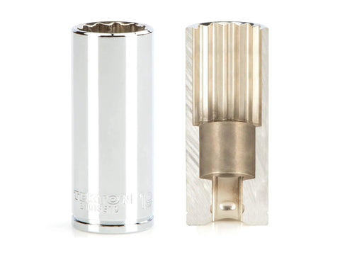 Cross-section of 12-point socket from Beefy 34-Piece Deep 12-Point Socket Set, 3/8 Inch Drive, SAE and Metric, showing internal design.