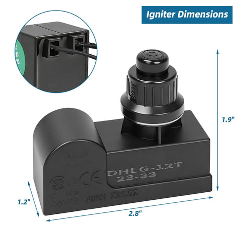 Grill Igniter Kit Replacement Parts For Charbroil Expert Grill Dyna Glo Kenmore Universal 2 Outlet Button dimensions illustration