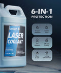 Heavy Duty Industrial Water Chiller With Co2 Laser Coolant Fluid Rock Solid Six Liter Tank Built Damn Tough For Laser Engraving Machines And Cutters 1 gallon laser coolant bottle with protective features.