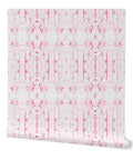 Rock Solid Abstract Wallpaper with Faux Acid Pattern designed for Busy Homes and Shops PVC Free Heavy Duty Polyester Face in pink and white.