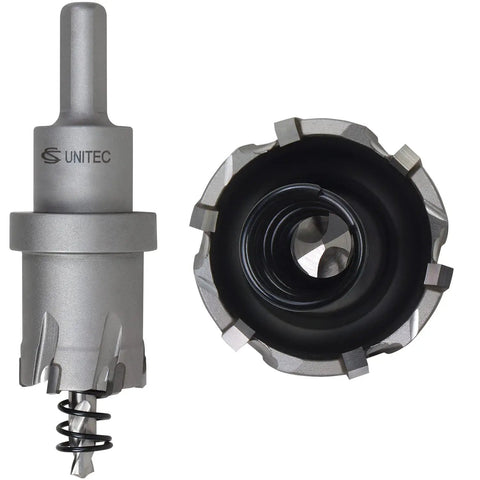 Built Tough Tungsten Carbide Tipped Hole Saw 1 7/16 Inch Diameter By 1 Inch Depth For Hand Held Drills Cuts Steel Plate Up To 3/8 Inch Thick Fast Clean Holes High Speed Use 3/8 Inch Shank On Smaller Diameters