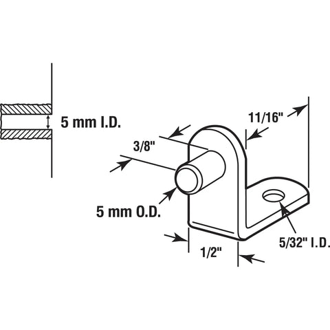Diagram showing dimensions of 5mm Steel Nickel Plated Shelf Support Pegs 8 Pack For Cabinets And Bookcases Sturdy Durable Shelf Pins