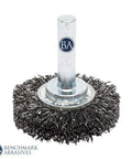 Heavy Duty One And One Half Inch Grinder Mounted Crimped Wire Wheel For Drill With One Quarter Inch Shank For Rust Removal