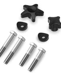 Replacement Walker Knobs Kit for Foldable Rollators with cross, star knobs, M6 rods, washers, black and silver components