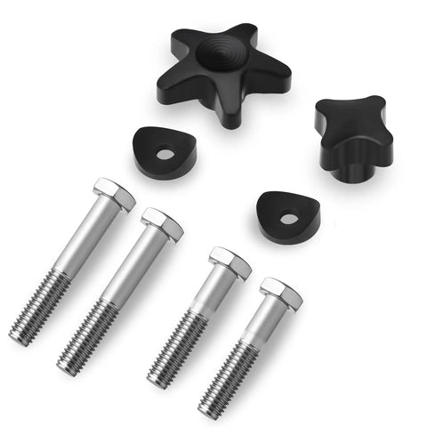 Replacement Walker Knobs Kit for Foldable Rollators with cross, star knobs, M6 rods, washers, black and silver components