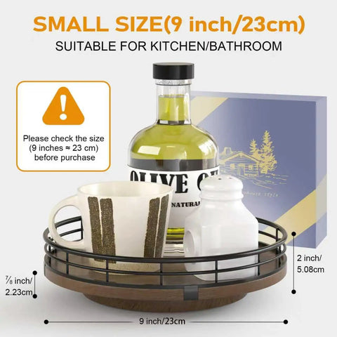 Round Walnut Wood Go To Lazy Susan Turntable Organizer For Cabinet And Countertop with small size specification