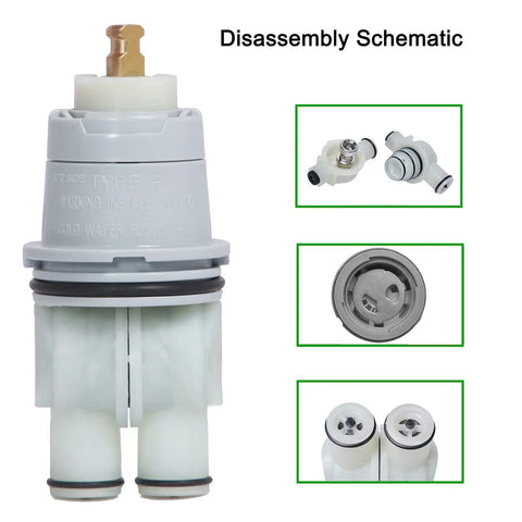 Shower Valve Cartridge Repair Assembly For 13 And 14 Series Faucets Compatible With Monitor Universal Valve Bodies schematic