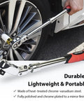 Extendable 1/2 Inch Drive Locking Ratchet Wrench With Flexible 180 Degree Head Reversible Soft Grip 72 Tooth Gear in use on car wheel