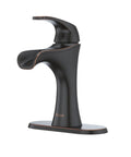 Jaida Single Handle Bathroom Sink Faucet With Waterfall Spout Deck Mounted Single Hole Installation Tuscan Bronze Finish