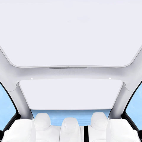 Fannasi roof sunshade for Tesla Model 3 panoramic sunroof, installed view, full coverage, UV protection.
