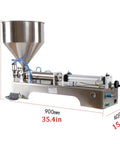 Heavy Duty Pneumatic Filling Machine With Stainless Steel Hopper For Liquids And Pastes Automatic Manual Control, dimensions shown.