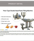 Heavy Duty Dual Head Pneumatic Paste Filling Machine With 50L Vertical Hopper for thick cream and cosmetic liquids.