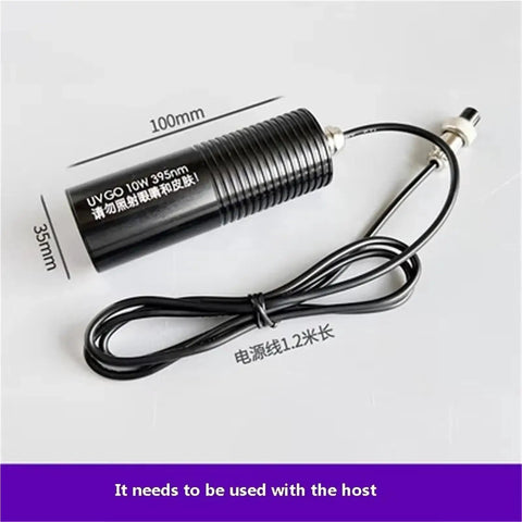 Built Tough Multi Lamp UV Curing Light At Two Thousand Watts with 10W UV lamp for PCBs, measuring 100mm long and 35mm wide.
