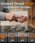 Person using screwdriver with Short Expansion Screw Set For Cabinet Hinges Hinge Repair Kit With Expansion Anchors And Screws