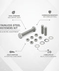 Shop Ready 304 Stainless Steel Hex Bolt Nut Washer Kit With SAE And Metric Fasteners displayed with bolts, nuts, and washers.